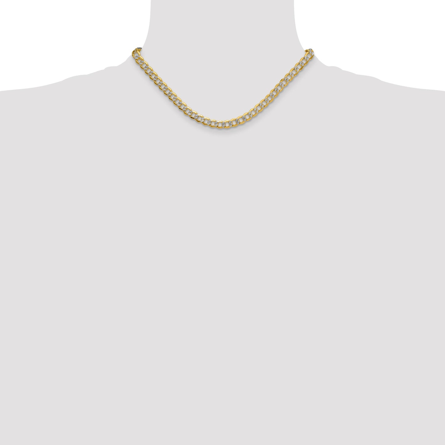 14k 7.1mm Semi-solid with Rhodium Pav� Curb Chain