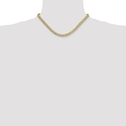 14k 7.1mm Semi-solid with Rhodium Pav� Curb Chain