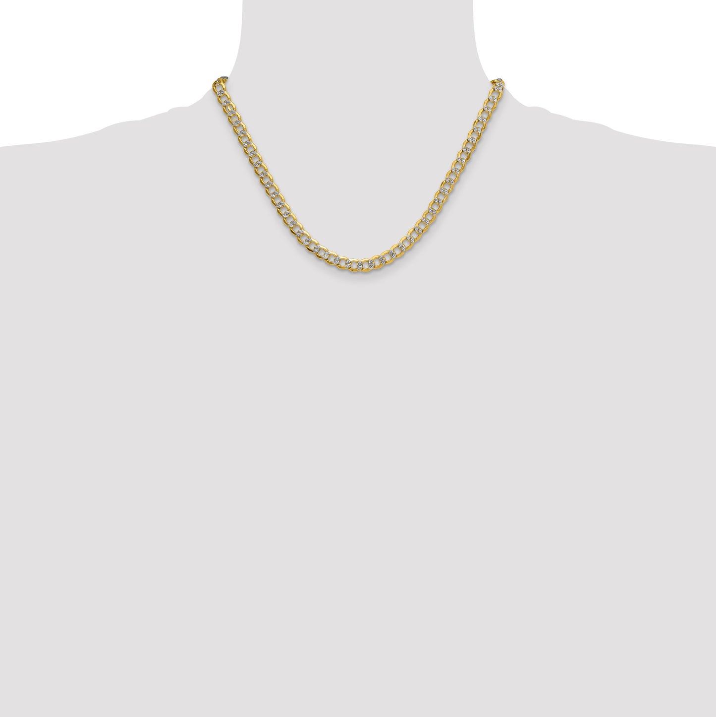 14k 7.1mm Semi-solid with Rhodium Pav� Curb Chain