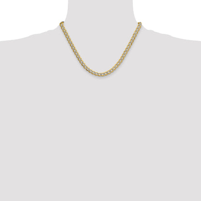 14k 7.1mm Semi-solid with Rhodium Pav� Curb Chain