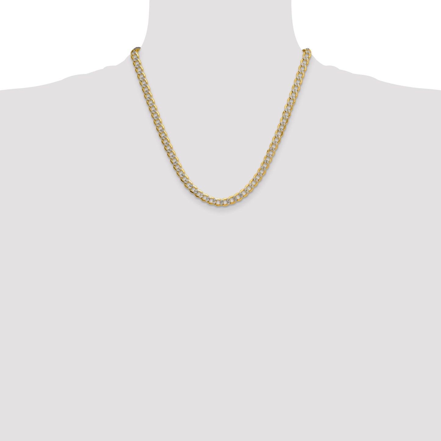 14k 7.1mm Semi-solid with Rhodium Pav� Curb Chain