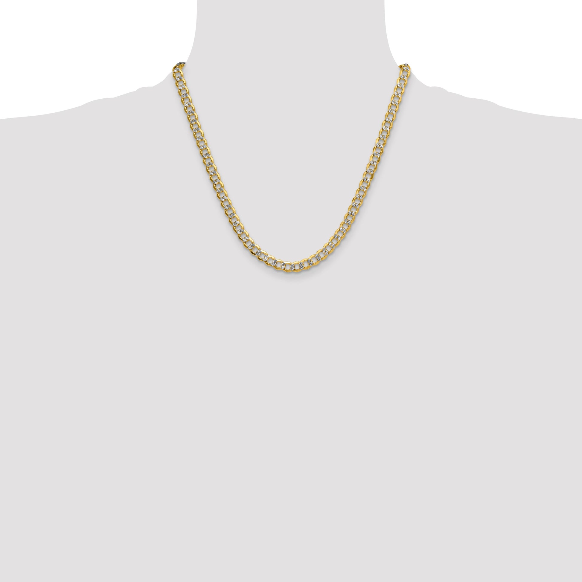14k 7.1mm Semi-solid with Rhodium Pav� Curb Chain