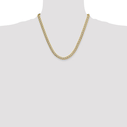 14k 7.1mm Semi-solid with Rhodium Pav� Curb Chain