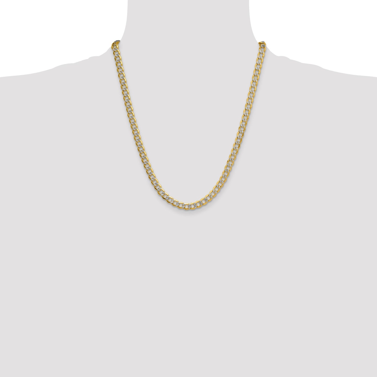 14k 7.1mm Semi-solid with Rhodium Pav� Curb Chain