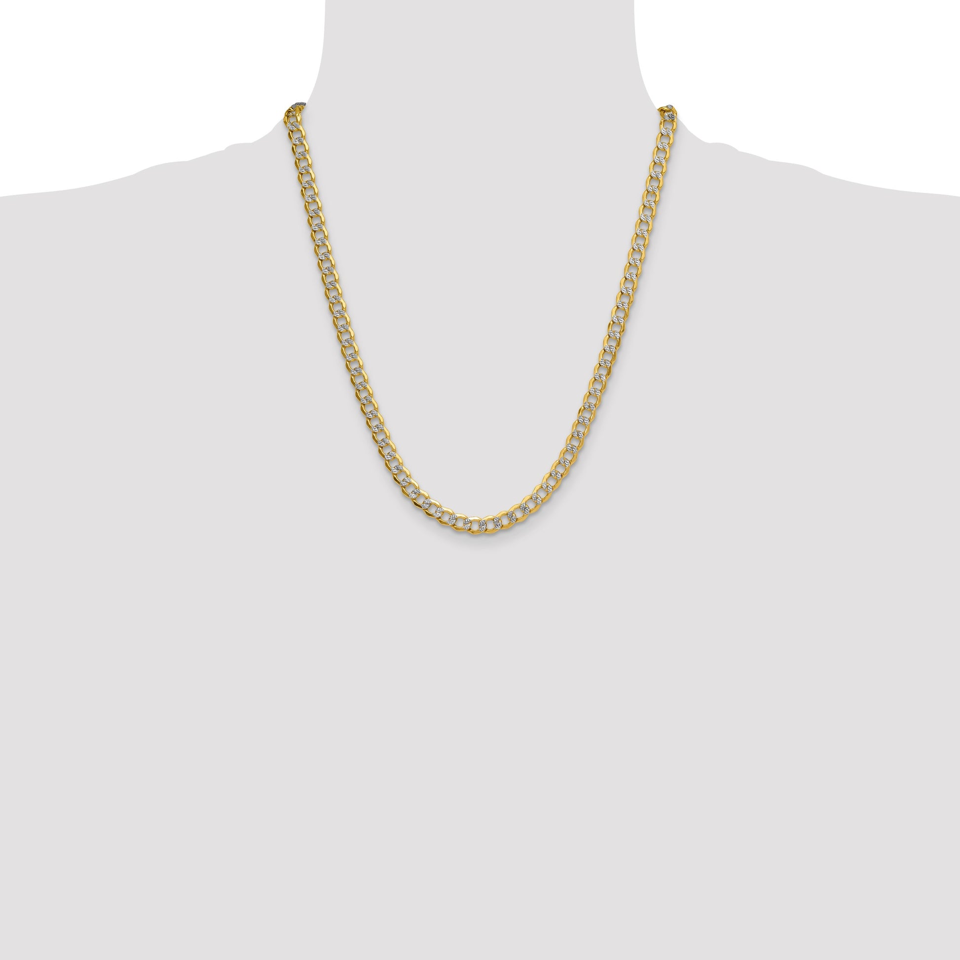 14k 7.1mm Semi-solid with Rhodium Pav� Curb Chain