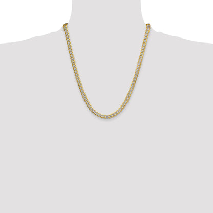 14k 7.1mm Semi-solid with Rhodium Pav� Curb Chain