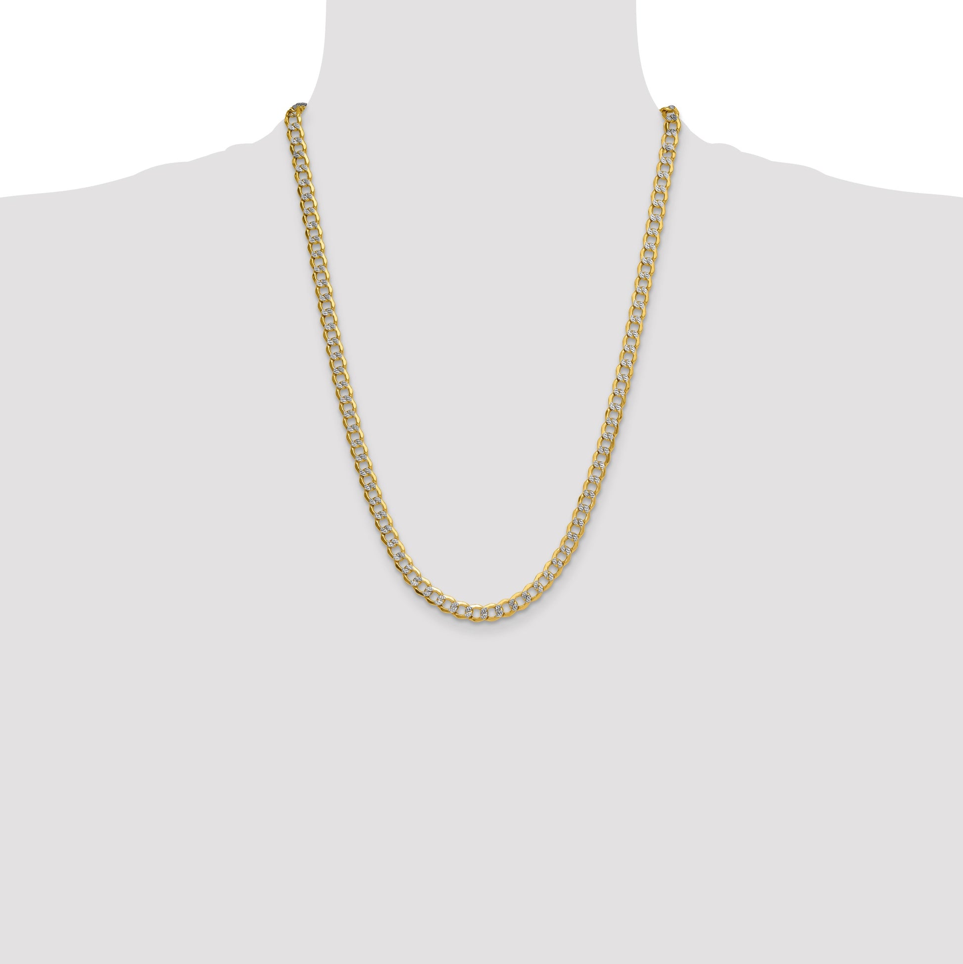 14k 7.1mm Semi-solid with Rhodium Pav� Curb Chain