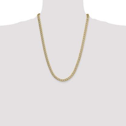 14k 7.1mm Semi-solid with Rhodium Pav� Curb Chain