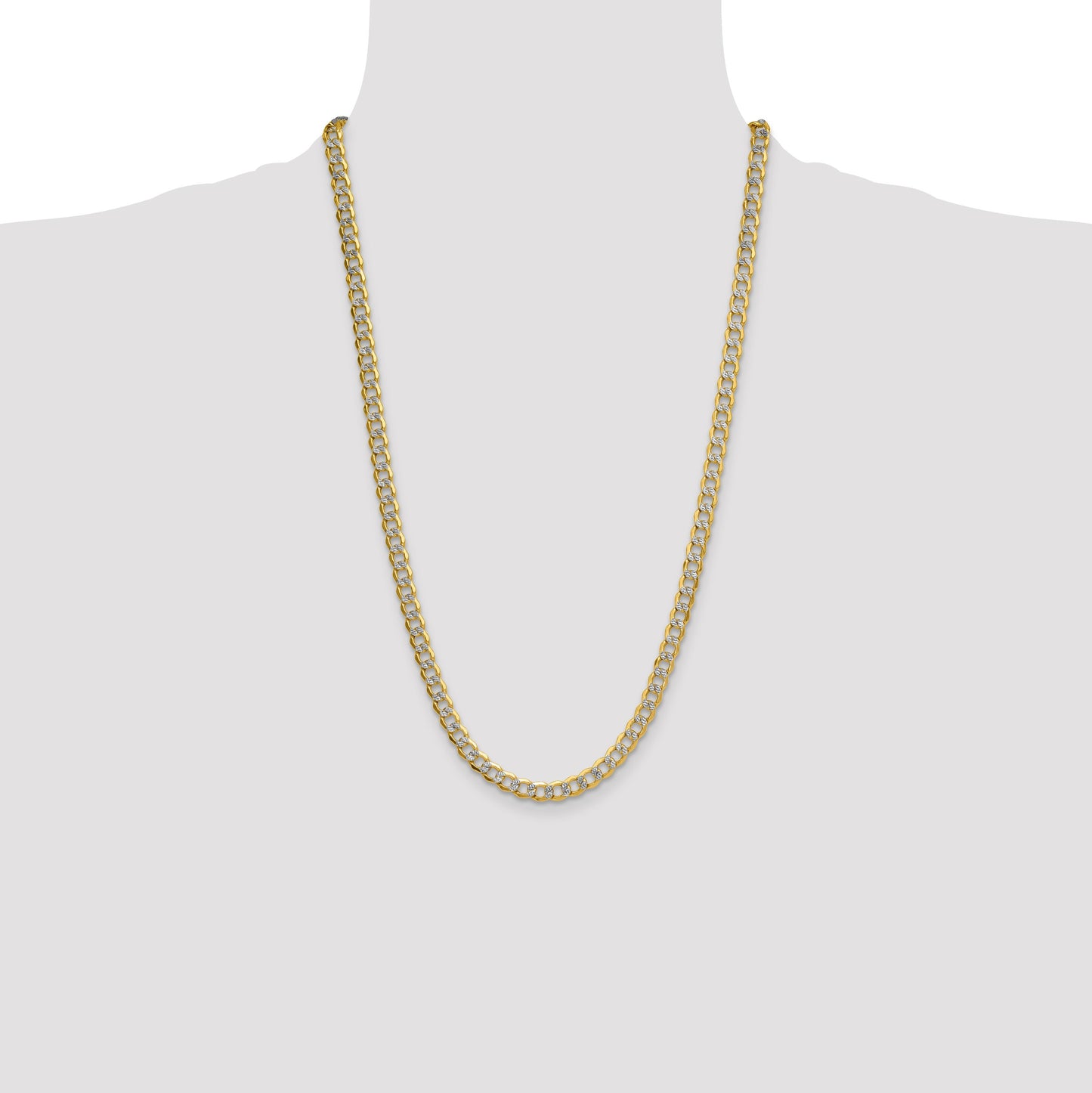 14k 7.1mm Semi-solid with Rhodium Pav� Curb Chain