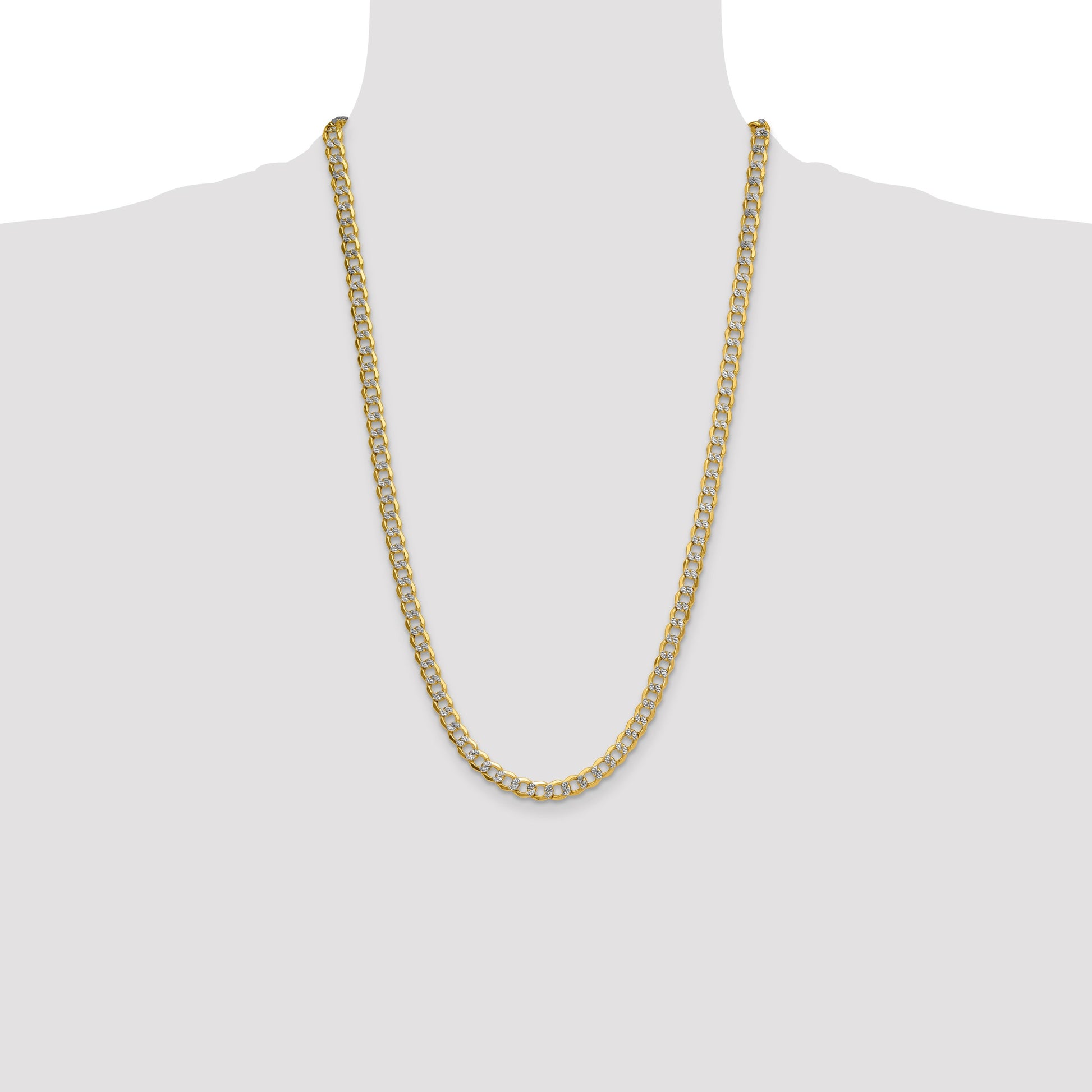 14k 7.1mm Semi-solid with Rhodium Pav� Curb Chain