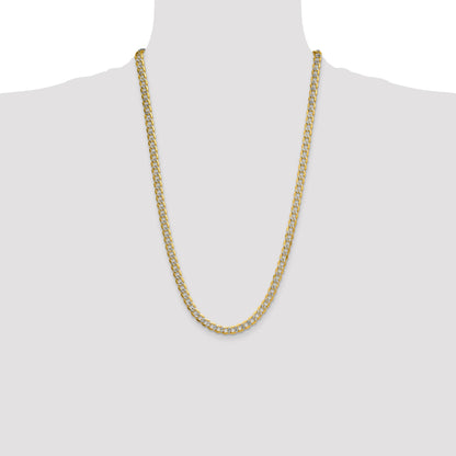 14k 7.1mm Semi-solid with Rhodium Pav� Curb Chain