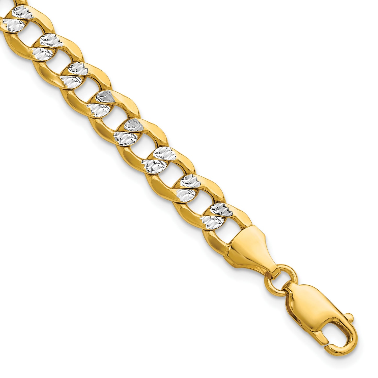 14k 7.1mm Semi-solid with Rhodium Pav� Curb Chain