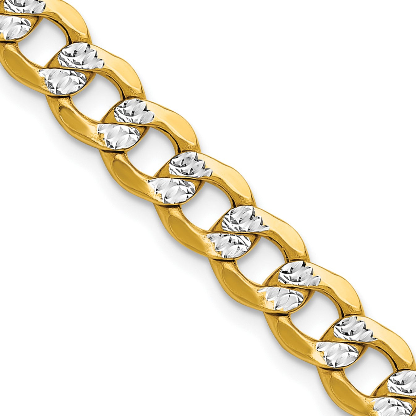 14k 7.1mm Semi-solid with Rhodium Pav� Curb Chain