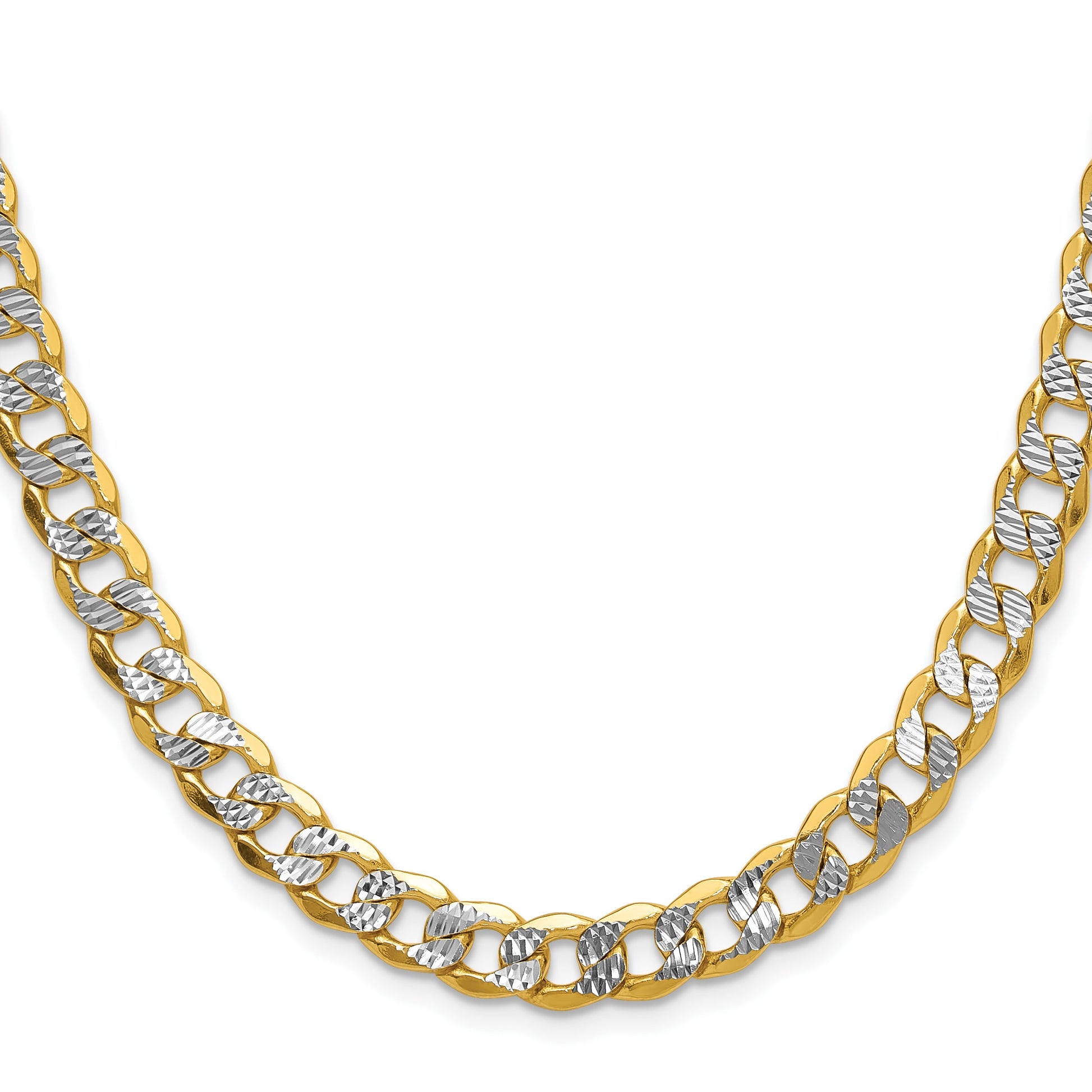 14k 7.75mm Semi-solid with Rhodium Pav� Curb Chain