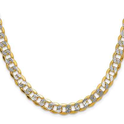 14k 7.75mm Semi-solid with Rhodium Pav� Curb Chain