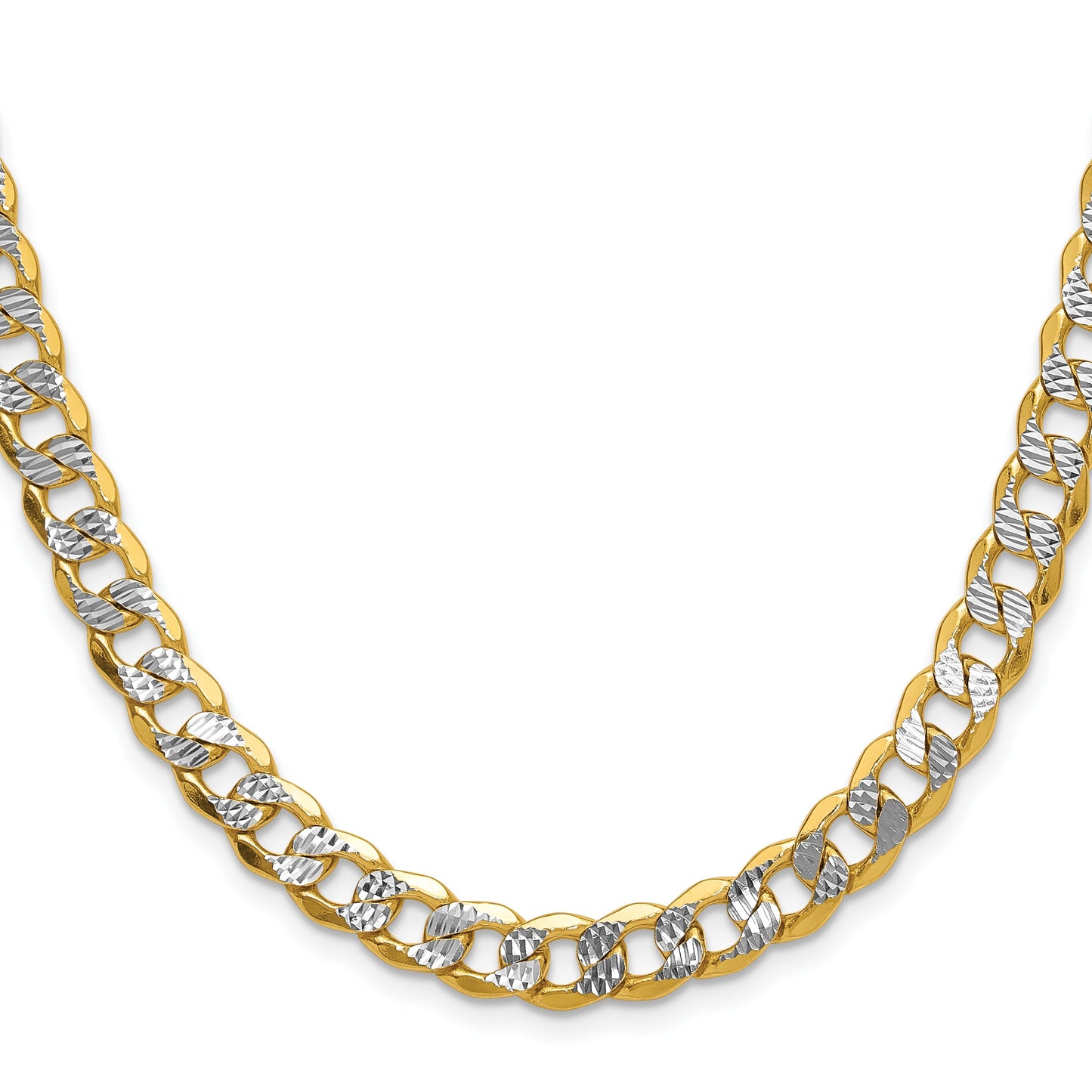 14k 7.75mm Semi-solid with Rhodium Pav� Curb Chain