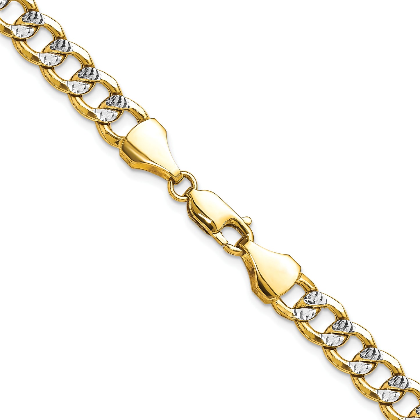 14k 7.75mm Semi-solid with Rhodium Pav� Curb Chain