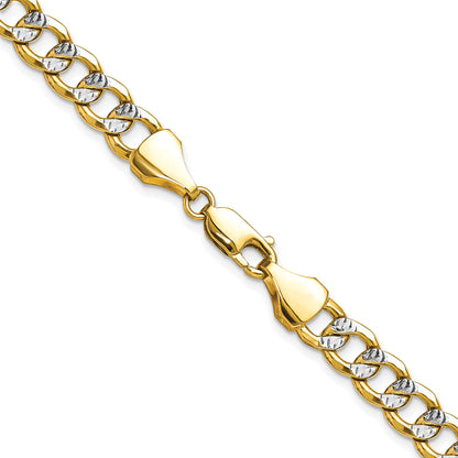 14k 7.75mm Semi-solid with Rhodium Pav� Curb Chain