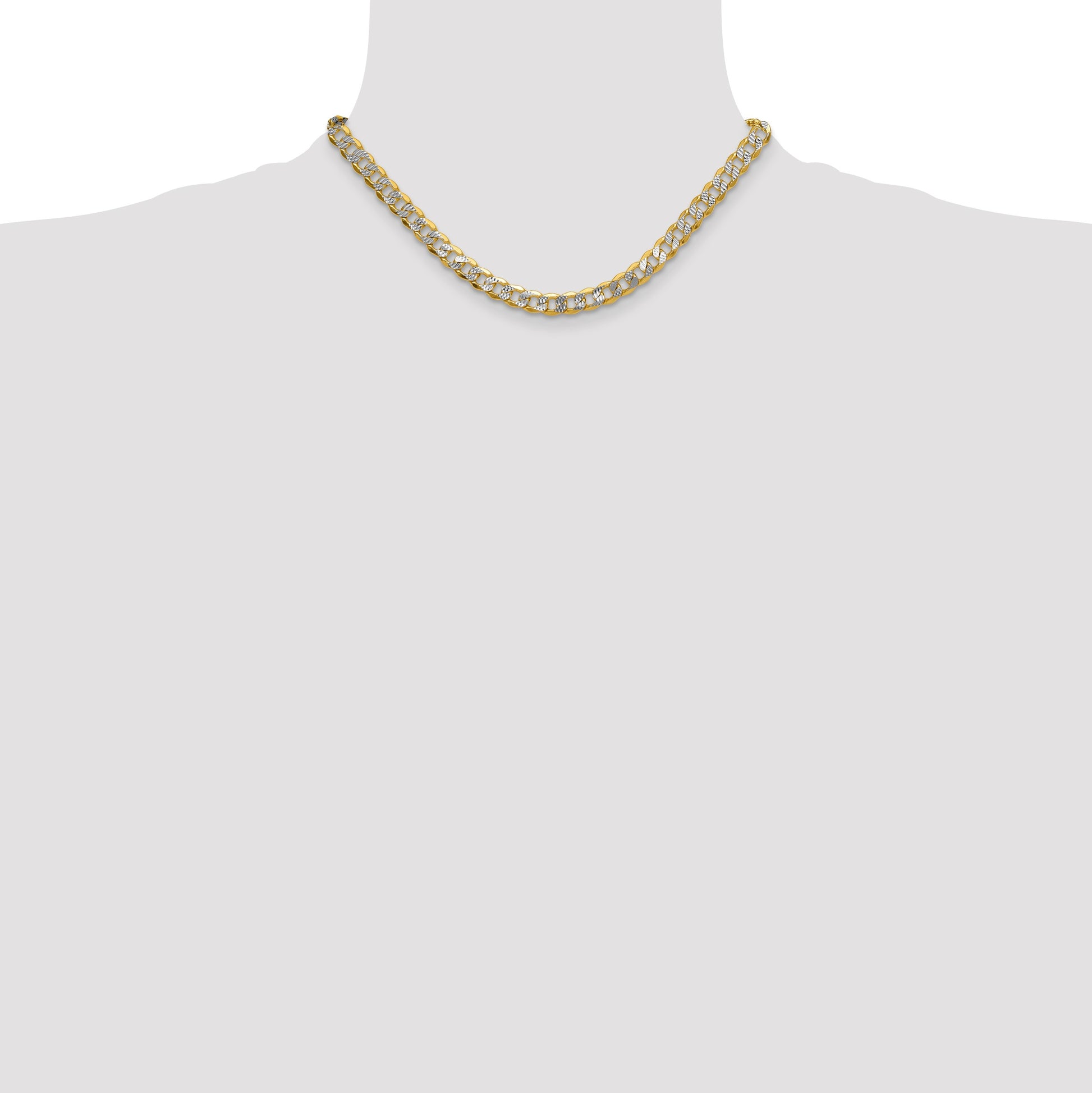 14k 7.75mm Semi-solid with Rhodium Pav� Curb Chain