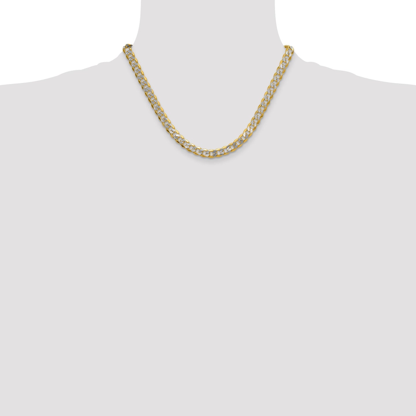 14k 7.75mm Semi-solid with Rhodium Pav� Curb Chain