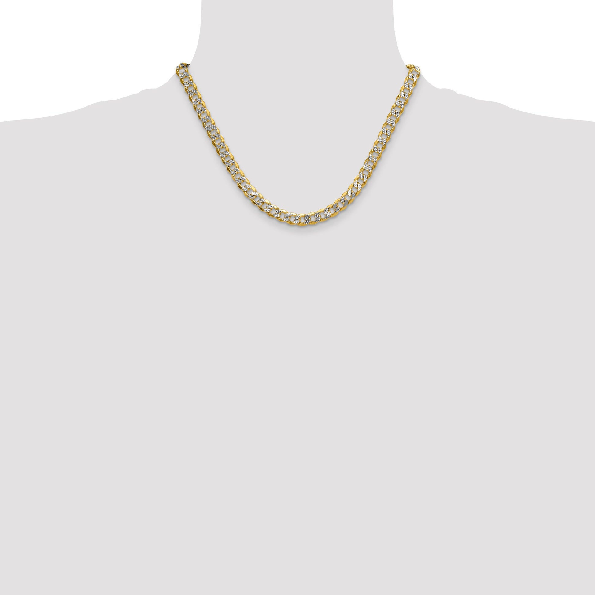 14k 7.75mm Semi-solid with Rhodium Pav� Curb Chain