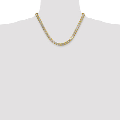 14k 7.75mm Semi-solid with Rhodium Pav� Curb Chain