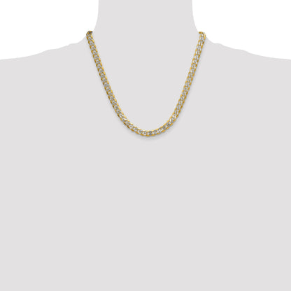 14k 7.75mm Semi-solid with Rhodium Pav� Curb Chain
