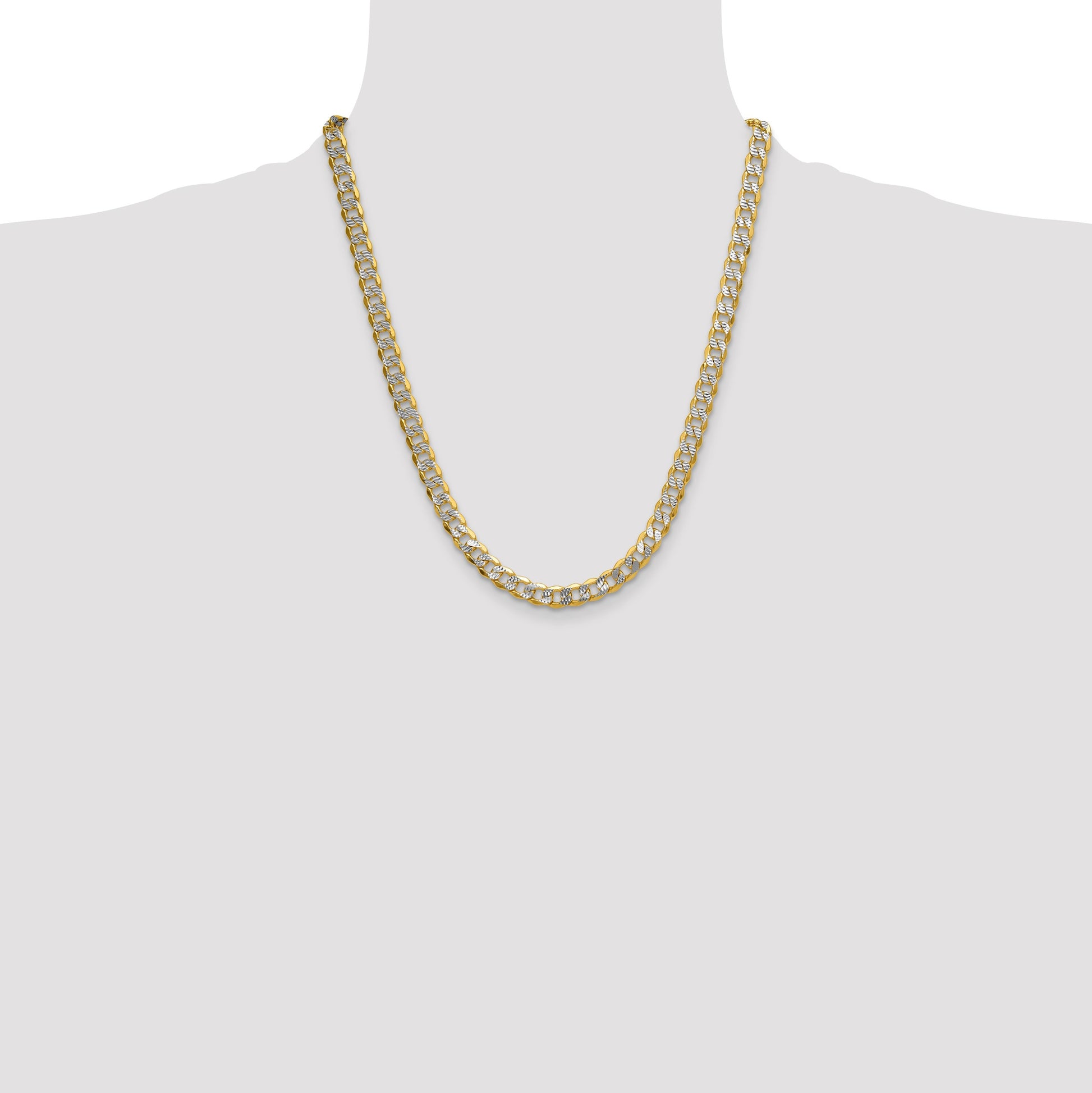 14k 7.75mm Semi-solid with Rhodium Pav� Curb Chain