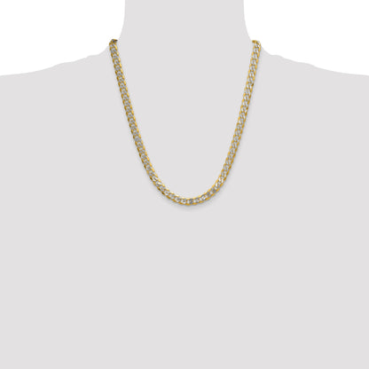 14k 7.75mm Semi-solid with Rhodium Pav� Curb Chain