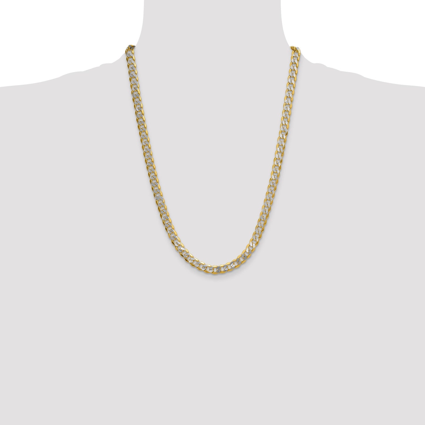 14k 7.75mm Semi-solid with Rhodium Pav� Curb Chain