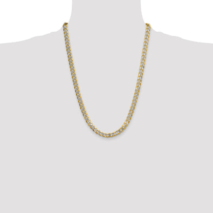 14k 7.75mm Semi-solid with Rhodium Pav� Curb Chain