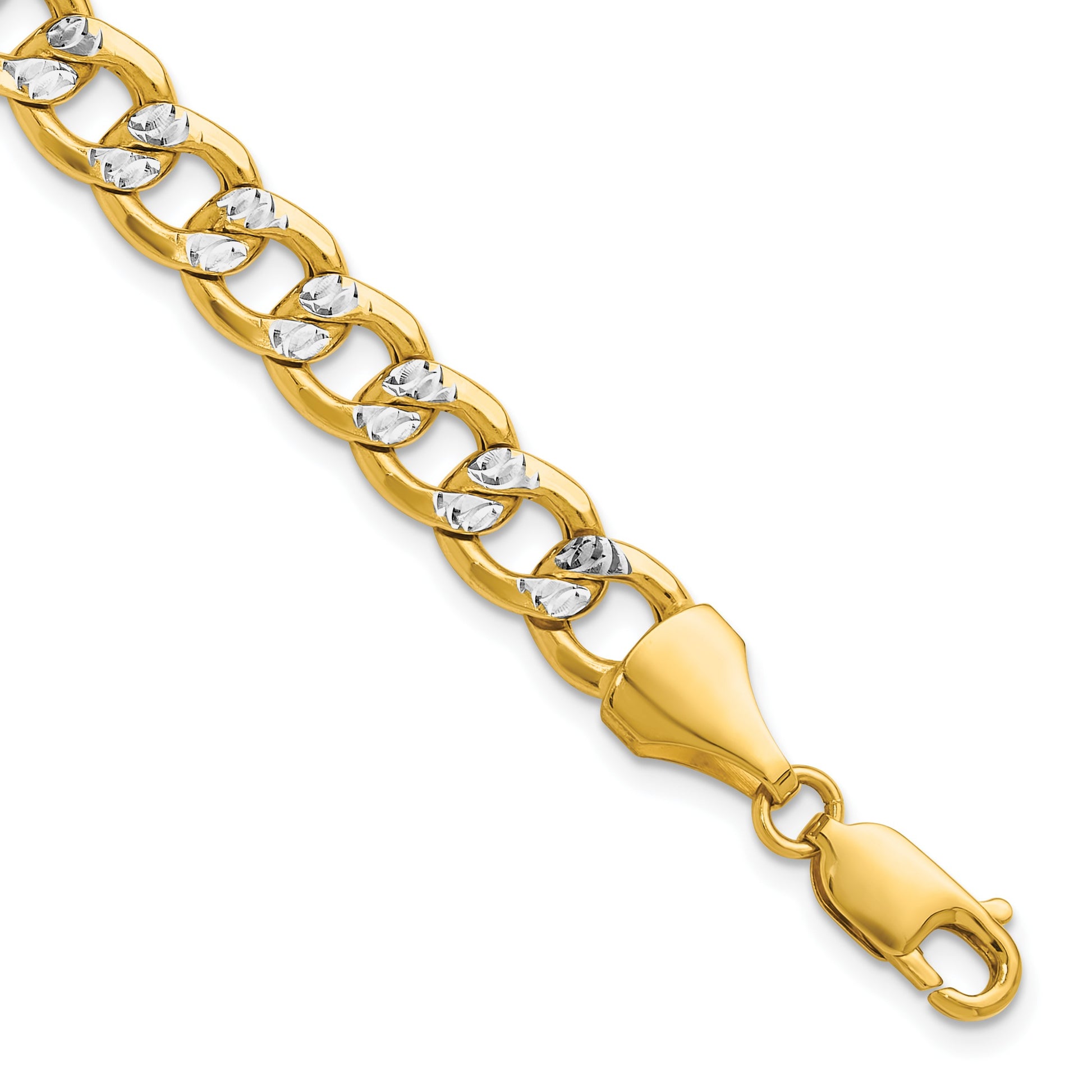 14k 7.75mm Semi-solid with Rhodium Pav� Curb Chain