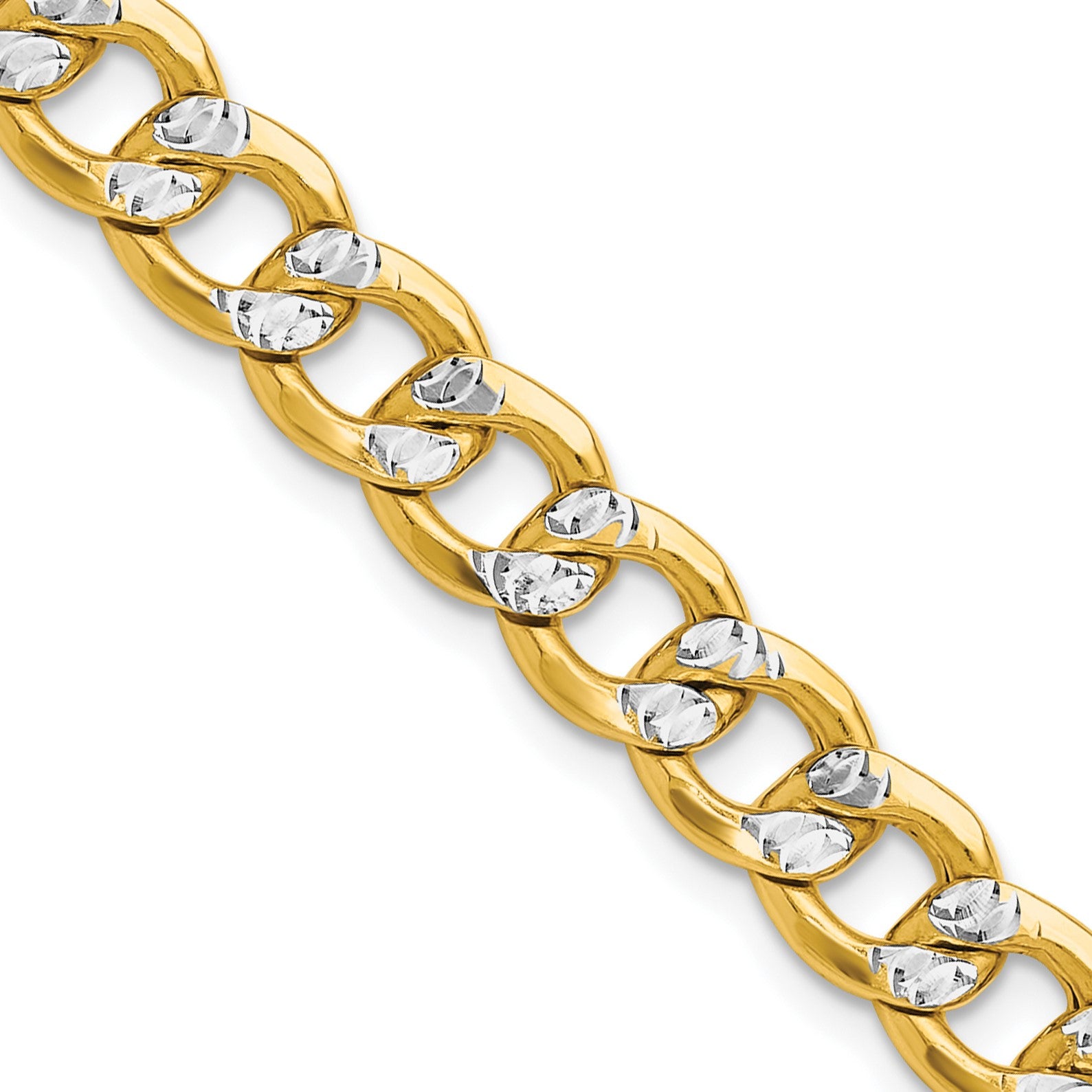 14k 7.75mm Semi-solid with Rhodium Pav� Curb Chain