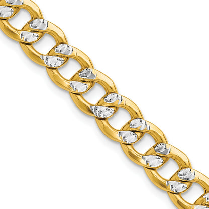 14k 7.75mm Semi-solid with Rhodium Pav� Curb Chain