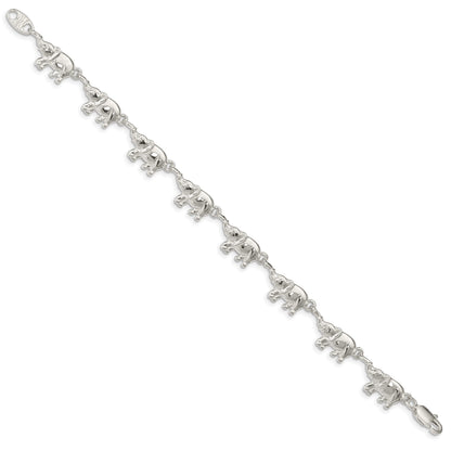 Sterling Silver Elephants Bracelet