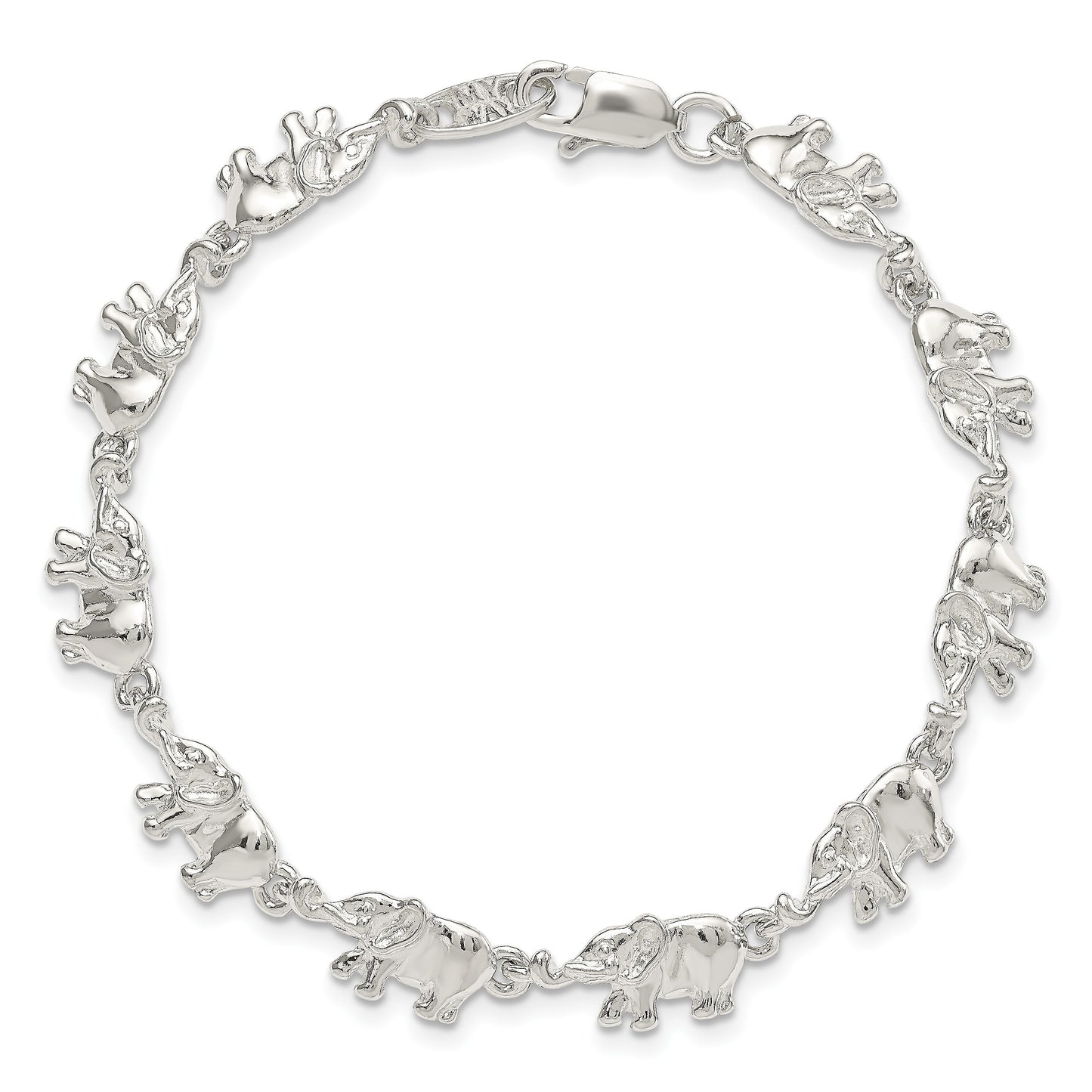 Sterling Silver Elephants Bracelet