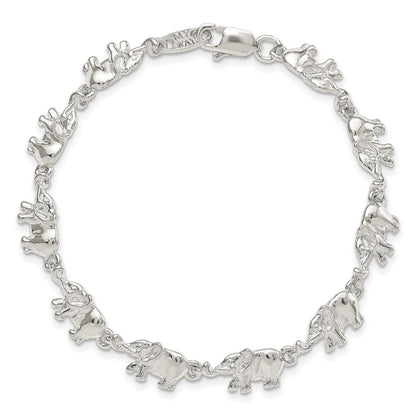 Sterling Silver Elephants Bracelet