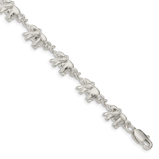 Sterling Silver Elephants Bracelet