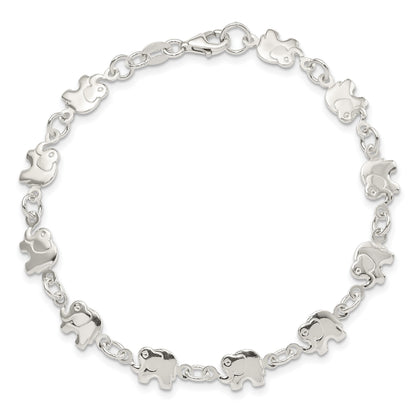 Sterling Silver Polished Elephant Bracelet