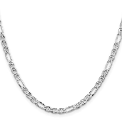 Sterling Silver Rhodium-plated 3.75mm Figaro Anchor Chain