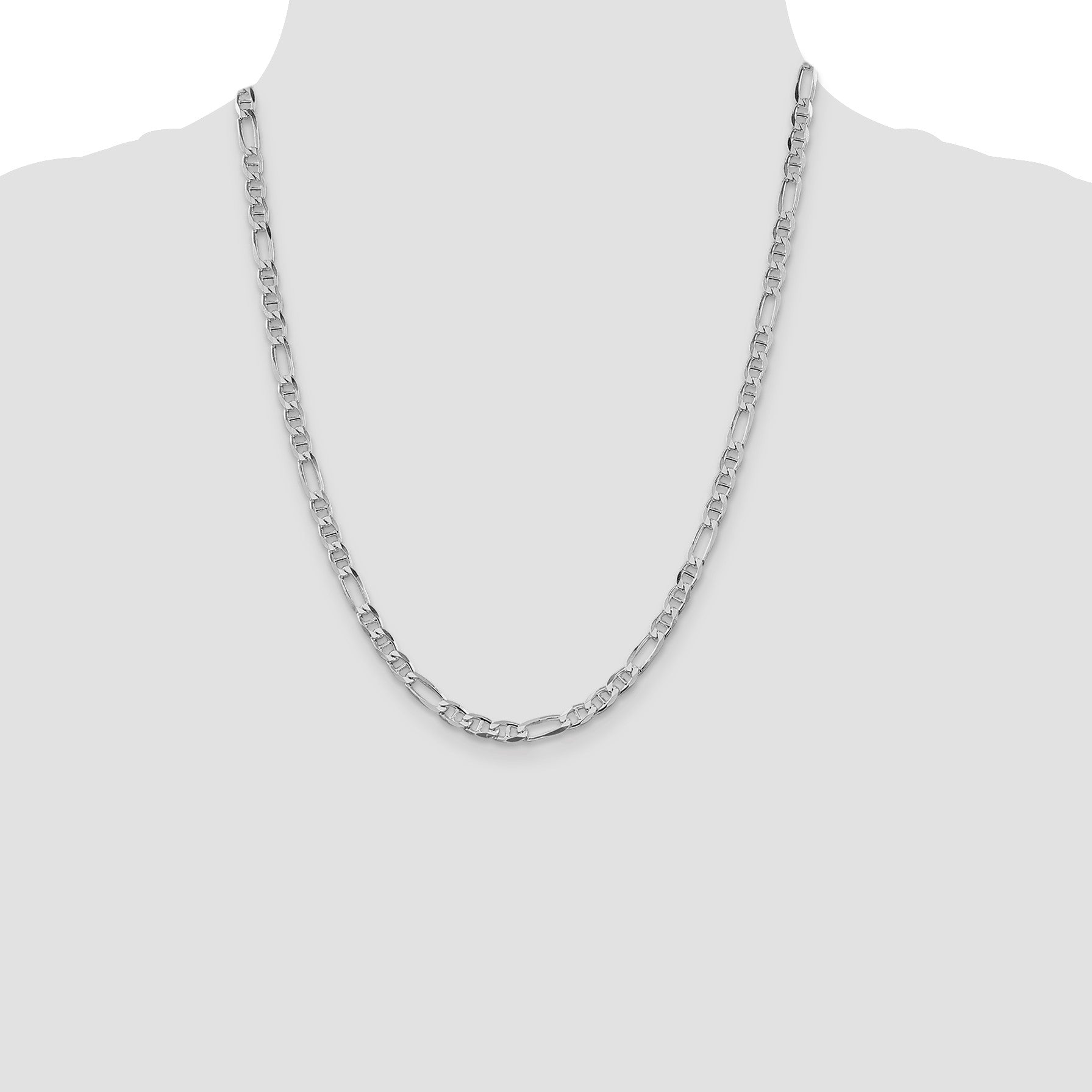 Sterling Silver Rhodium-plated 4.5mm Figaro Anchor Chain