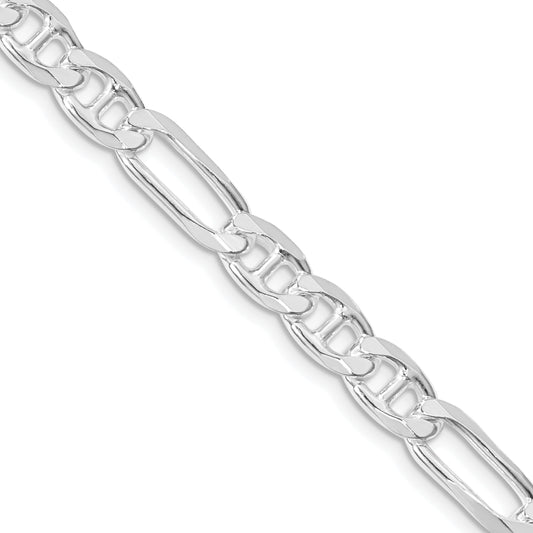 Sterling Silver Rhodium-plated 6.5mm Figaro Anchor Chain