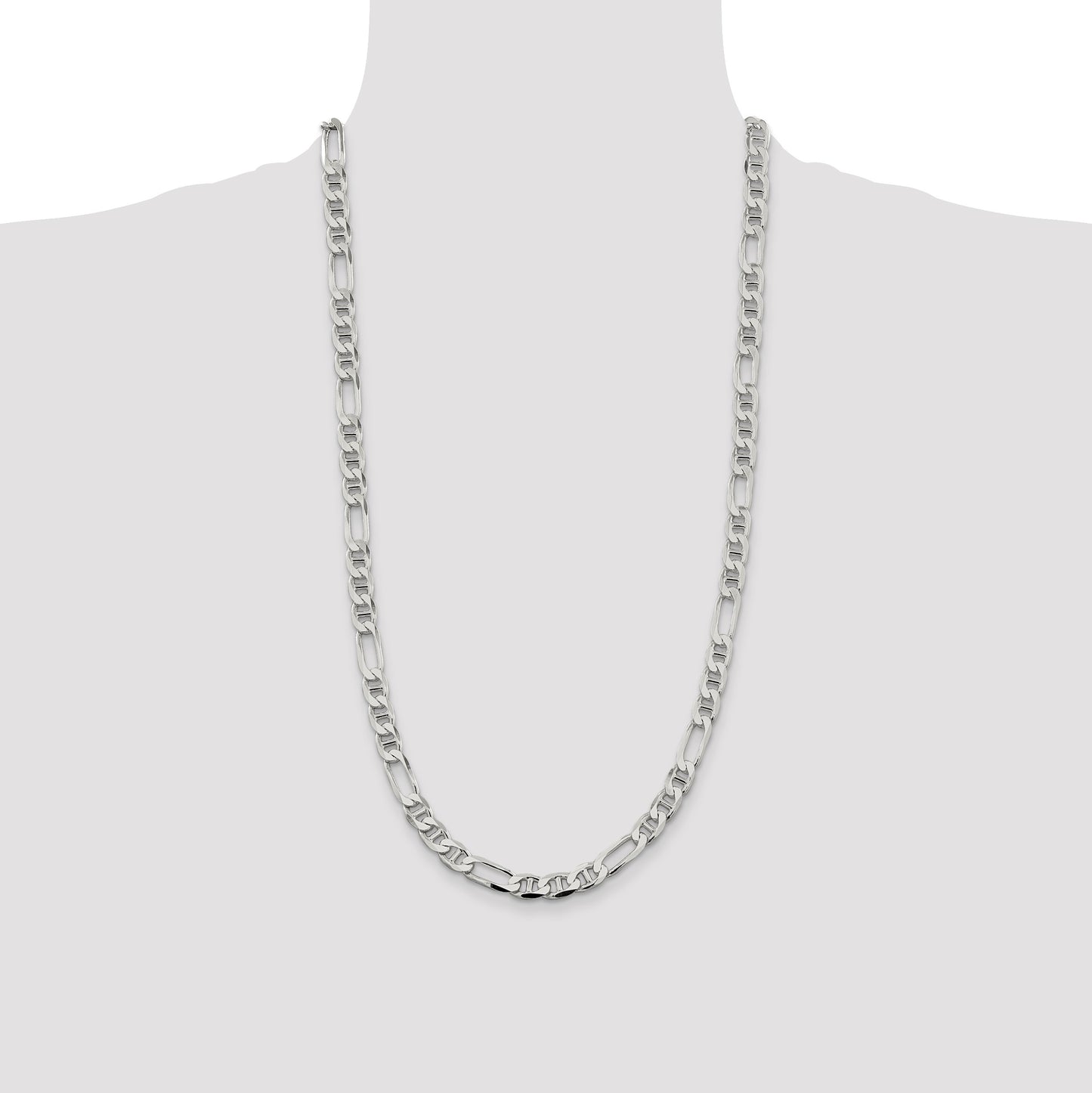 Sterling Silver 7.5mm Figaro Anchor Chain