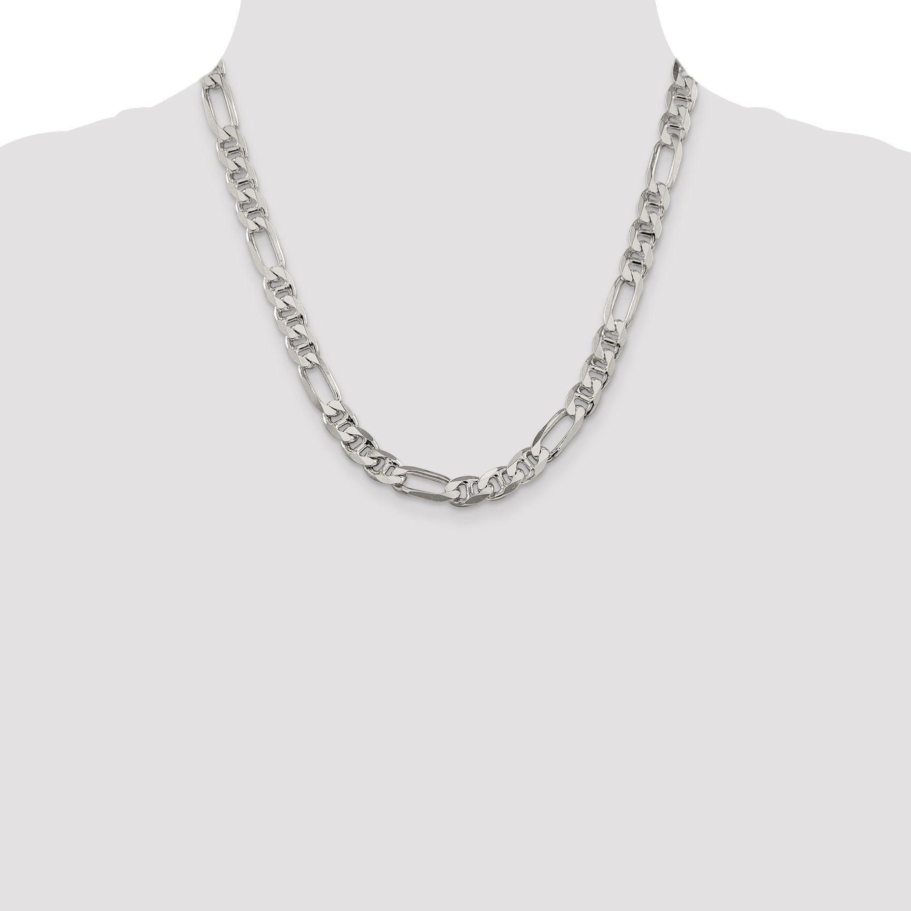 Sterling Silver 8.25mm Figaro Anchor Chain
