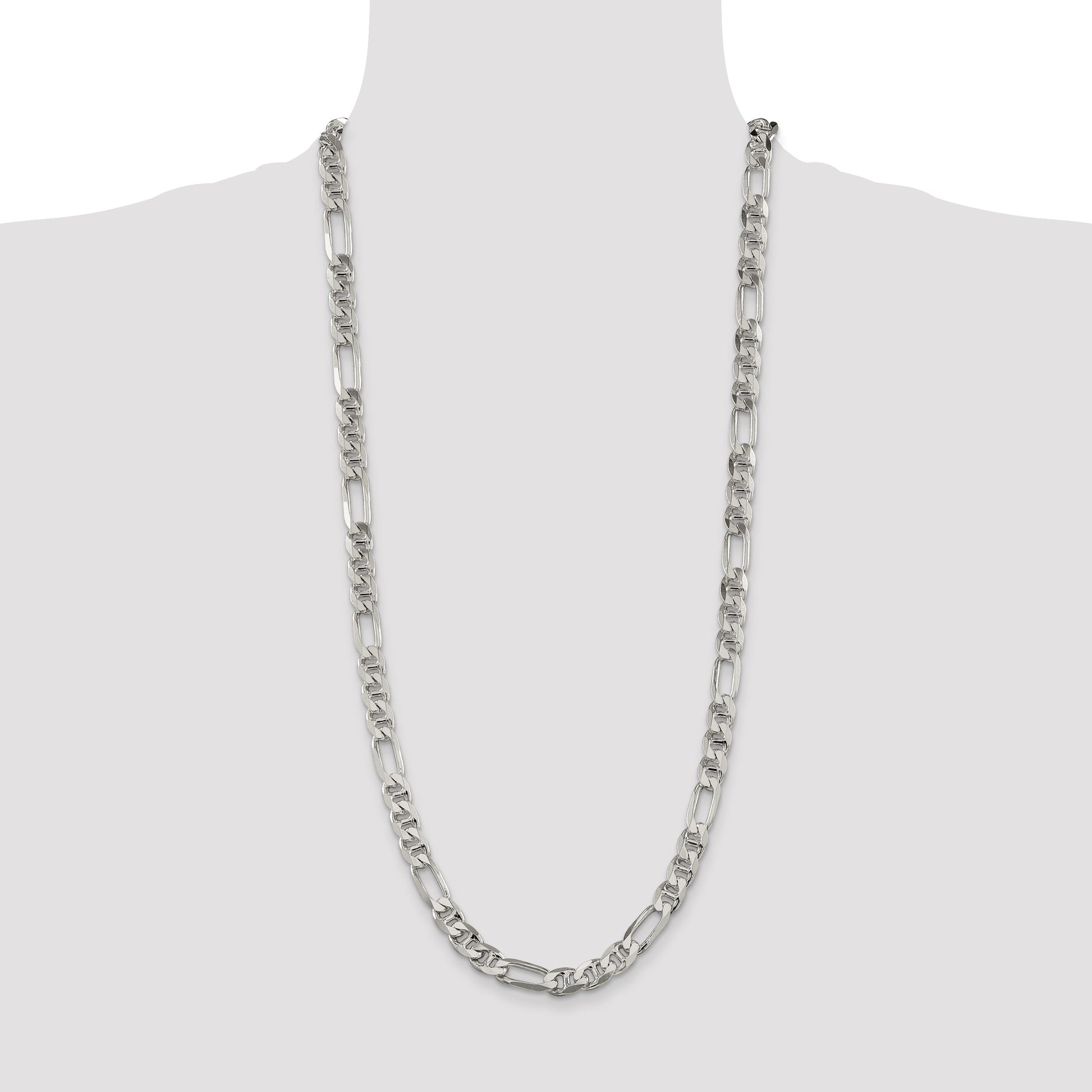Sterling Silver 8.25mm Figaro Anchor Chain
