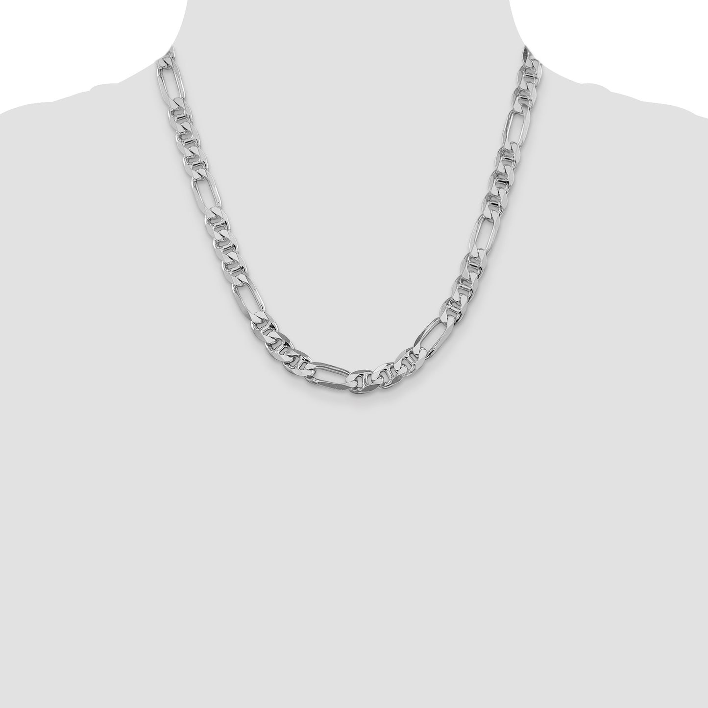 Sterling Silver Rhodium-plated 8.25mm Figaro Anchor Chain