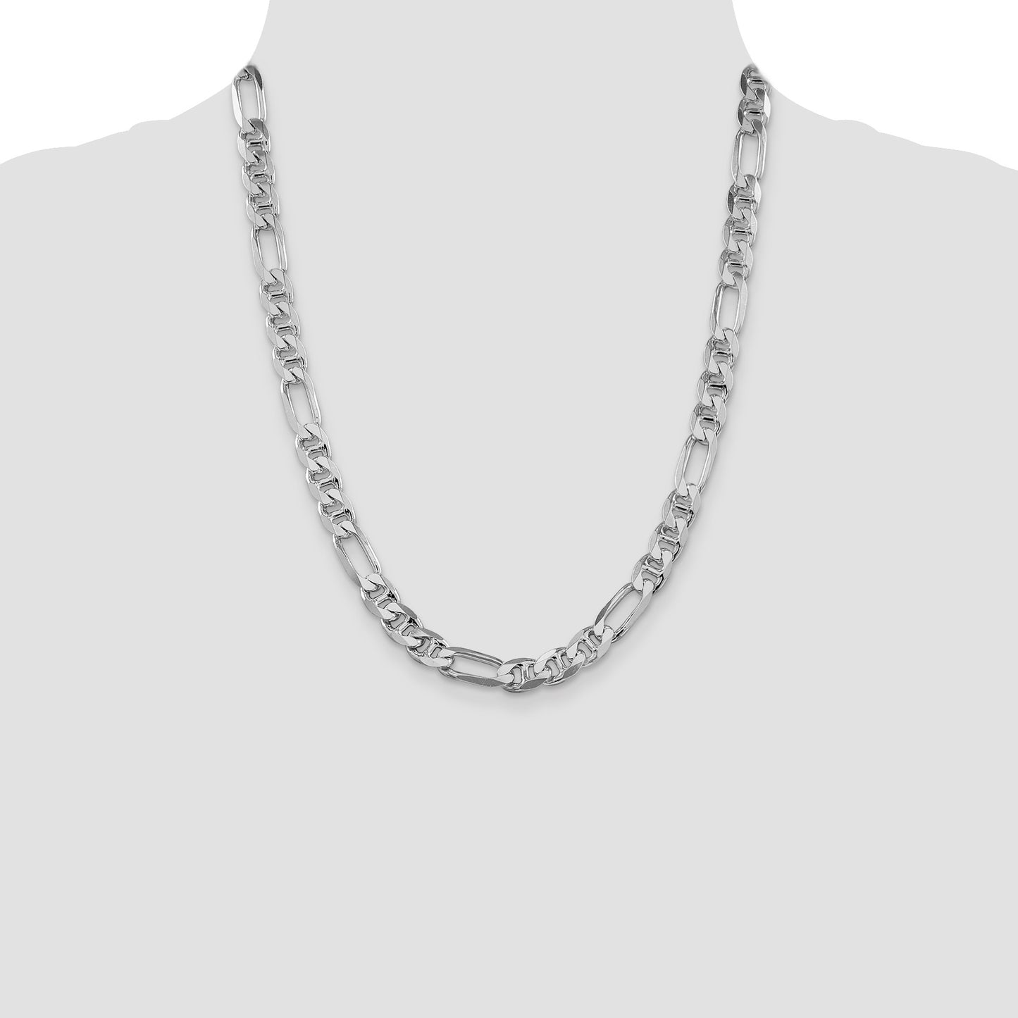 Sterling Silver Rhodium-plated 8.25mm Figaro Anchor Chain