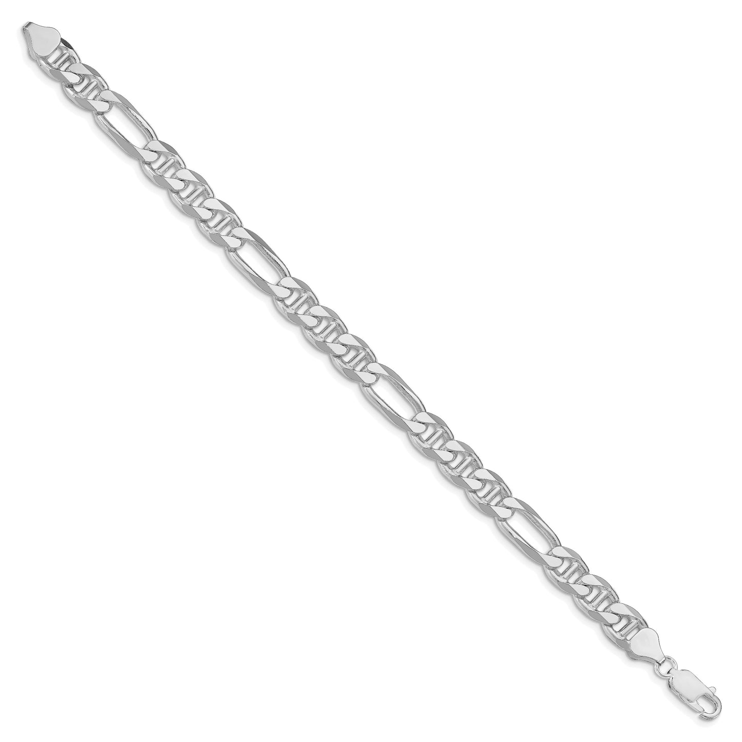 Sterling Silver Rhodium-plated 8.25mm Figaro Anchor Chain