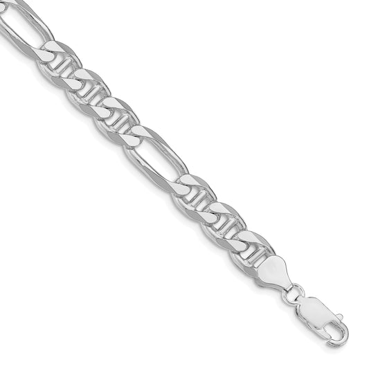 Sterling Silver Rhodium-plated 8.25mm Figaro Anchor Chain