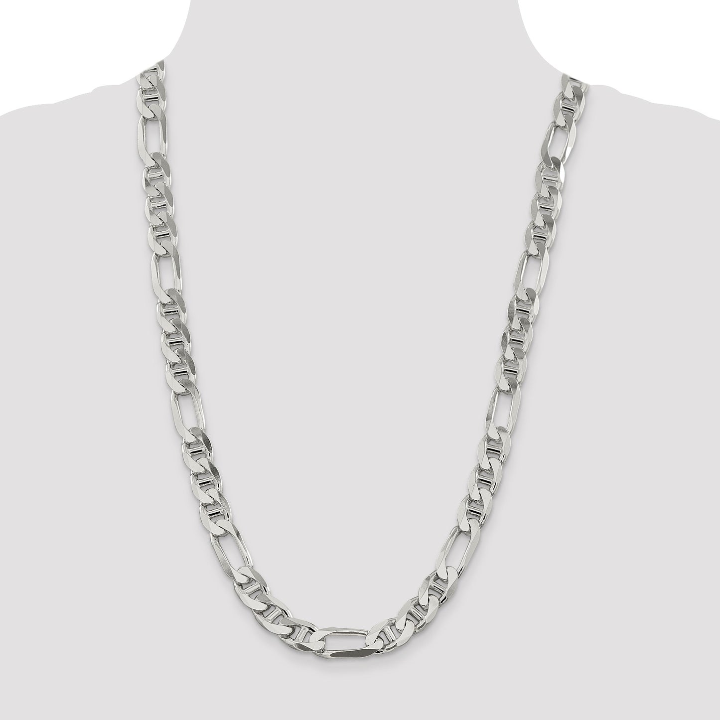 Sterling Silver 10.65mm Figaro Anchor Chain